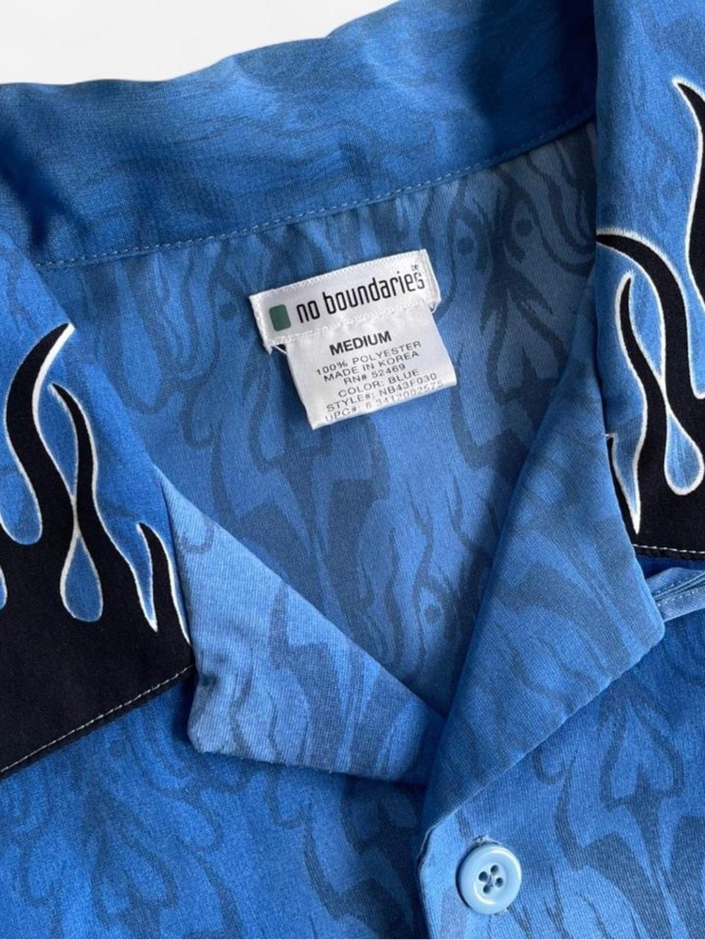 No Boundaries Y2K Blue & Black Dragon Button-up Shirt M - Picture 3 of 6